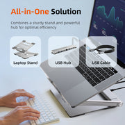 CABLETIME Adjustable USB C Laptop Docking Station Stand 6 IN 1 for MacBook Pro Dell HP Surface Lenovo