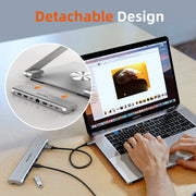 CABLETIME Adjustable USB C Laptop Docking Station Stand 6 IN 1 for MacBook Pro Dell HP Surface Lenovo