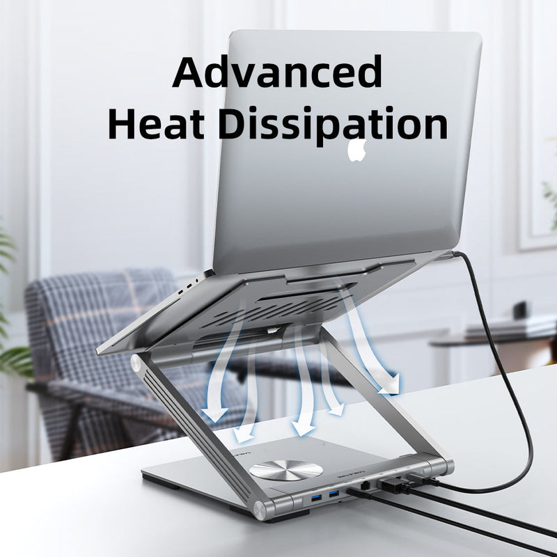 CABLETIME Adjustable USB C Laptop Docking Station Stand 6 IN 1 for MacBook Pro Dell HP Surface Lenovo