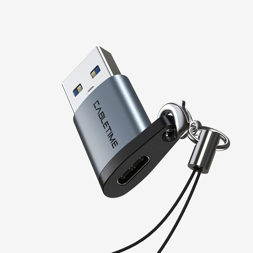 CABLETIME USB-A Male to USB-C Female OTG Adapter with Lanyard, 5Gbps