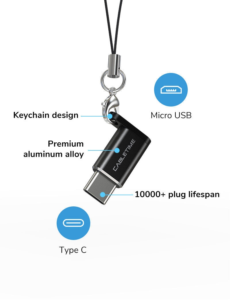 CABLETIME USB-C to Micro USB 2.0 Adapter OTG 480Mbps Fast Charge