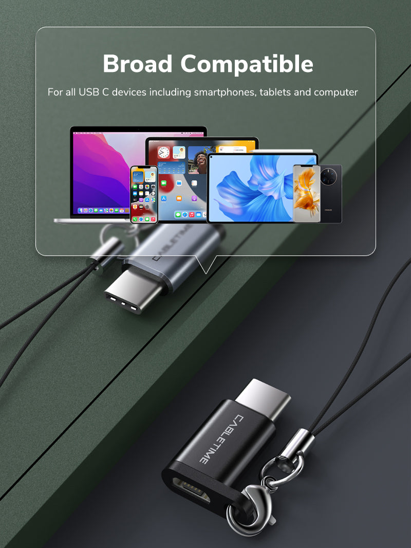 CABLETIME USB-C to Micro USB 2.0 Adapter OTG 480Mbps Fast Charge