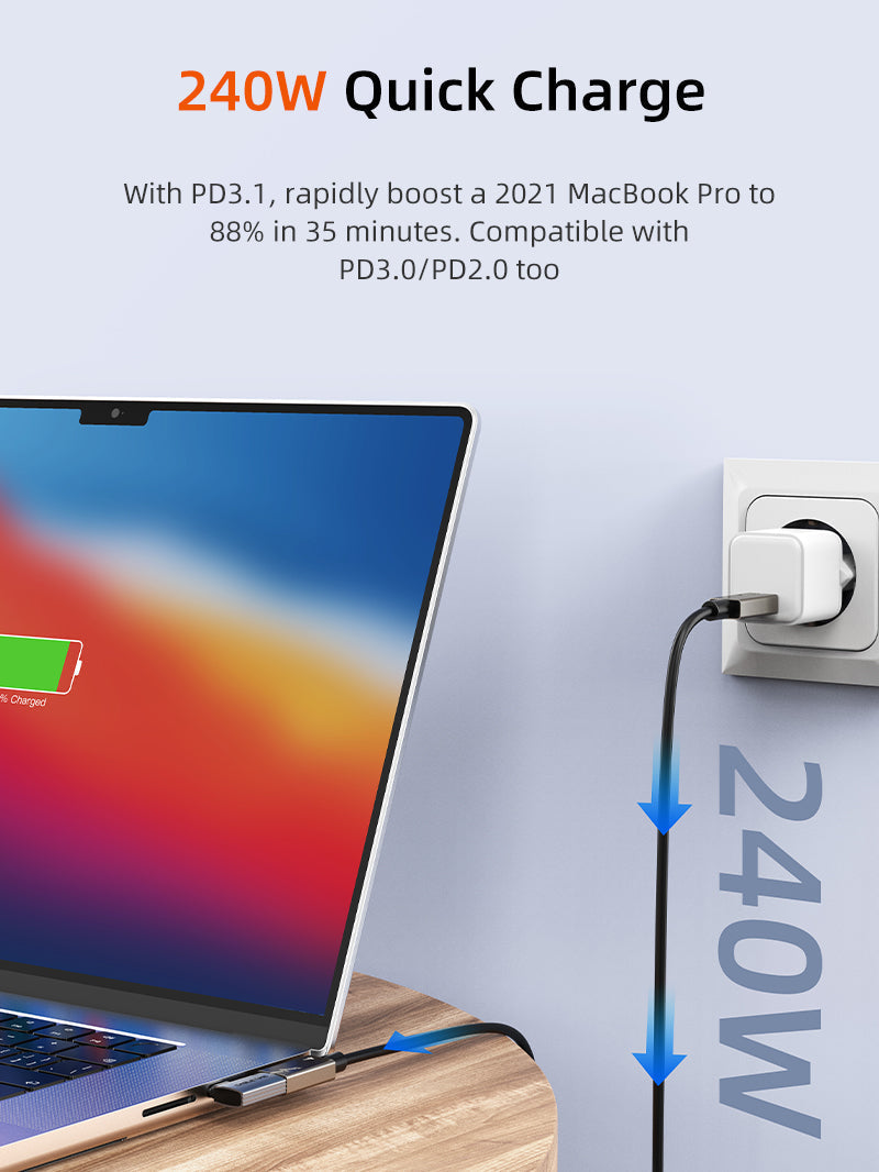 CABLETIME USB4 USB C OTG Adapter 240W 40Gbps 8K