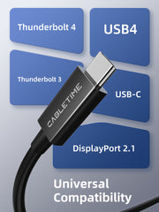 CABLETIME Intel Certified Thunderbolt 5 Cable 0.8m, 240W, 120Gbps, 8K