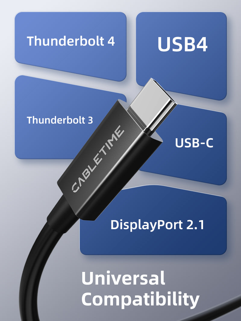 CABLETIME Intel Certified Thunderbolt 5 Cable 0.8m, 240W, 120Gbps, 8K
