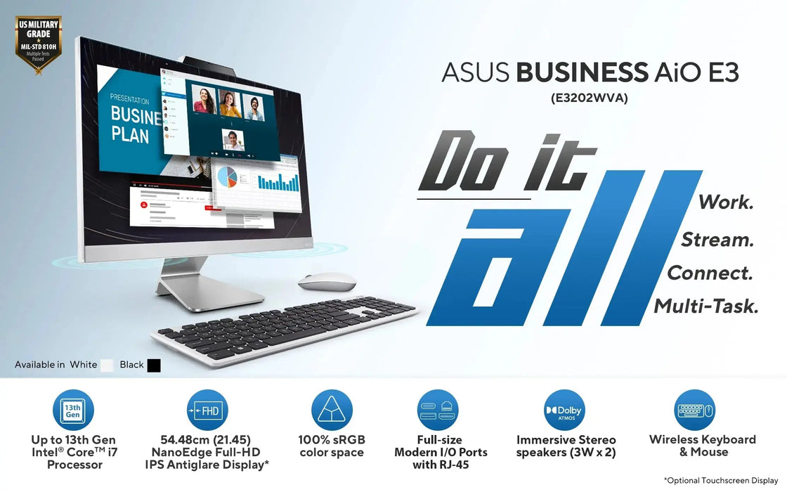 ASUS AiO E3 (E3202WVA)- i3-1315U / 21.45"/ 720p HD Cam / 8GB DDR5 / 512GB M.2 NVMe SSD / No Os - TeckPot