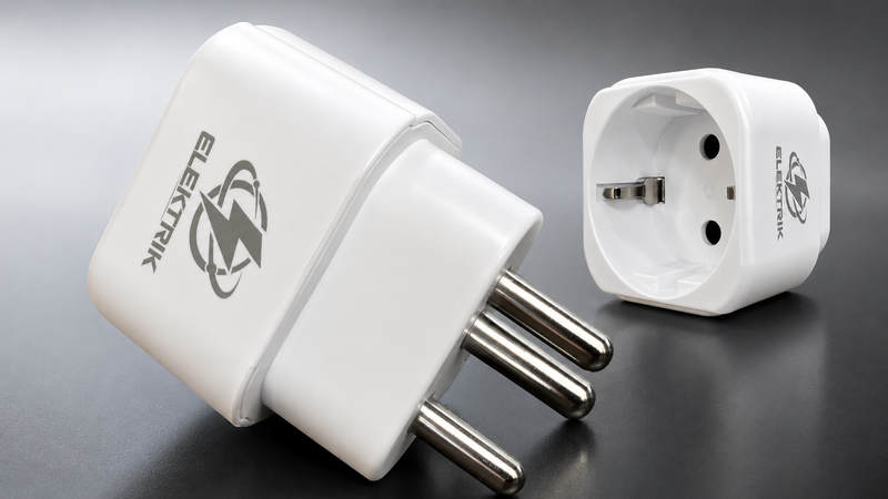 Schuko (EU) to India plug adapter front view