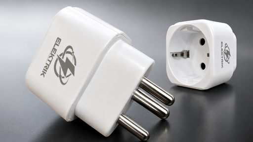 Schuko (EU) to India plug adapter front view