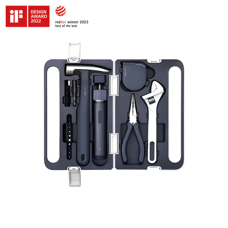 HOTO 3.6V Electric Screwdriver Tool Set, 17Pcs DIY Household Power Kit With Wrench, Hammer, Tape, Plier, Knife and Tool Box for Everyday Home Repairs - Hoto India