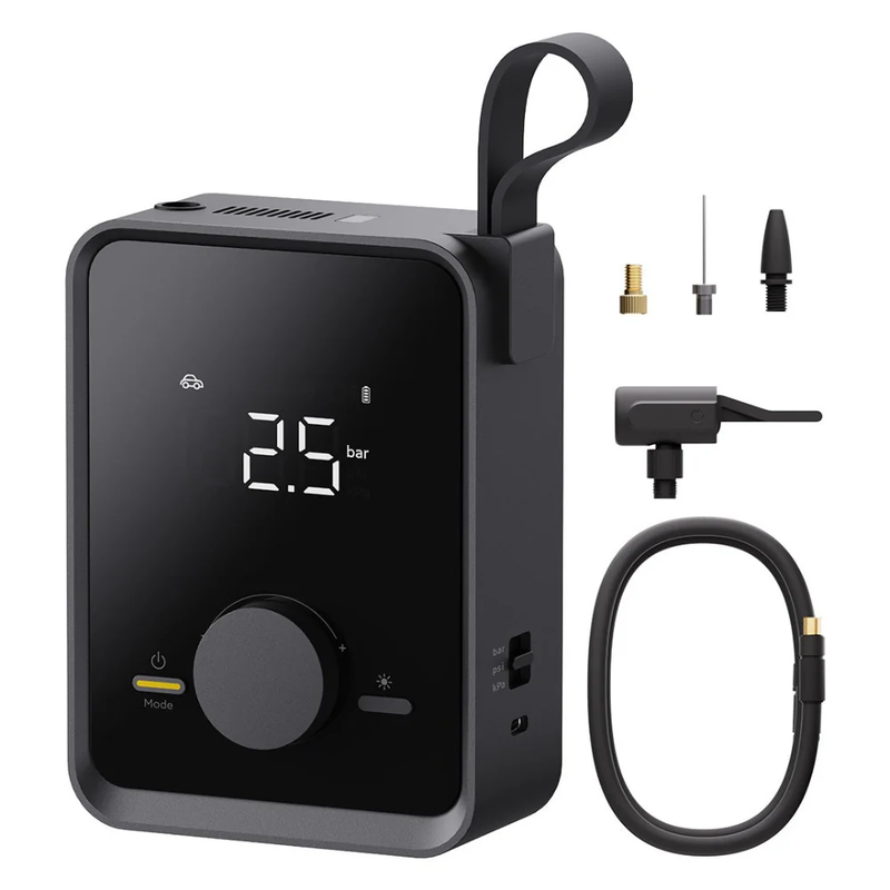 HOTO Air Pump Pro | Portable Electric Tire Inflator with Digital Pressure Gauge – 120 PSI, 4 Preset Modes, Quick-Connect Hose & LED Light – Car, Bike, Motorcycle (HOE0008GL / QWCQB003)