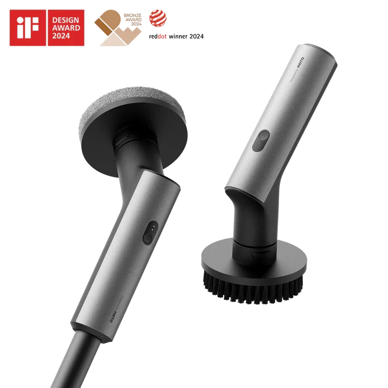 HOTO Electric Spin Scrubber – Cordless Long-Handle Cleaning Brush with 6 Replaceable Heads, IPX7 Waterproof, Up to 110 Min Runtime, for Bathroom, Floor, Tile & Kitchen