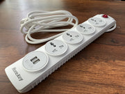 Huntkey SZN507 Universal Power Strip 2M With 4 Outlets, 2*Usb A Charging Outlets (White) (OPEN BOX ) - TeckPot