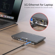 AV Access KD-E30 KVM Switch Docking Station for 2 Desktops & 1 Laptop – Dual 4K HDMI, 100W USB-C Charging, 10-in-1 Dock, 1GbE