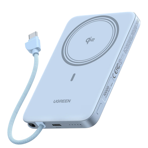 UGREEN MagFlow Air 65839B 10000mAh Qi2 magnetic power bank, starlight blue