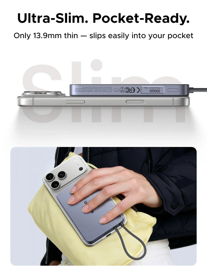 UGREEN MagFlow Air 75982 10000mAh Qi2 magnetic power bank ultra-slim, pocket-ready