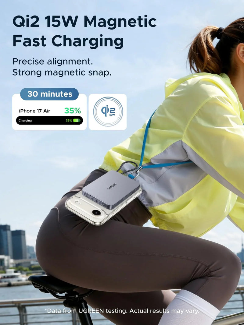 UGREEN MagFlow Air 75982 10000mAh Qi2 magnetic power bank Qi2 15W magnetic fast charging