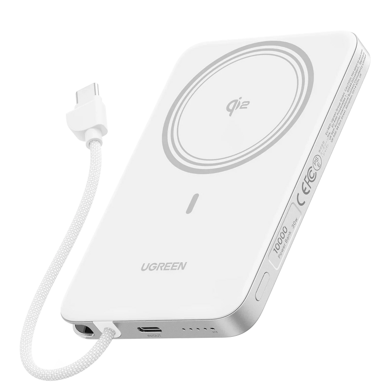 UGREEN MagFlow Air 75983 10000mAh Qi2 magnetic power bank, lunar white