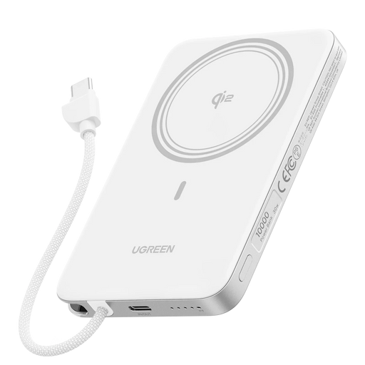 UGREEN MagFlow Air 75983 10000mAh Qi2 magnetic power bank, lunar white