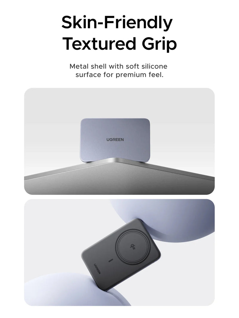 UGREEN MagFlow Air 75984B 5000mAh magnetic power bank, space grey, skin-friendly textured grip