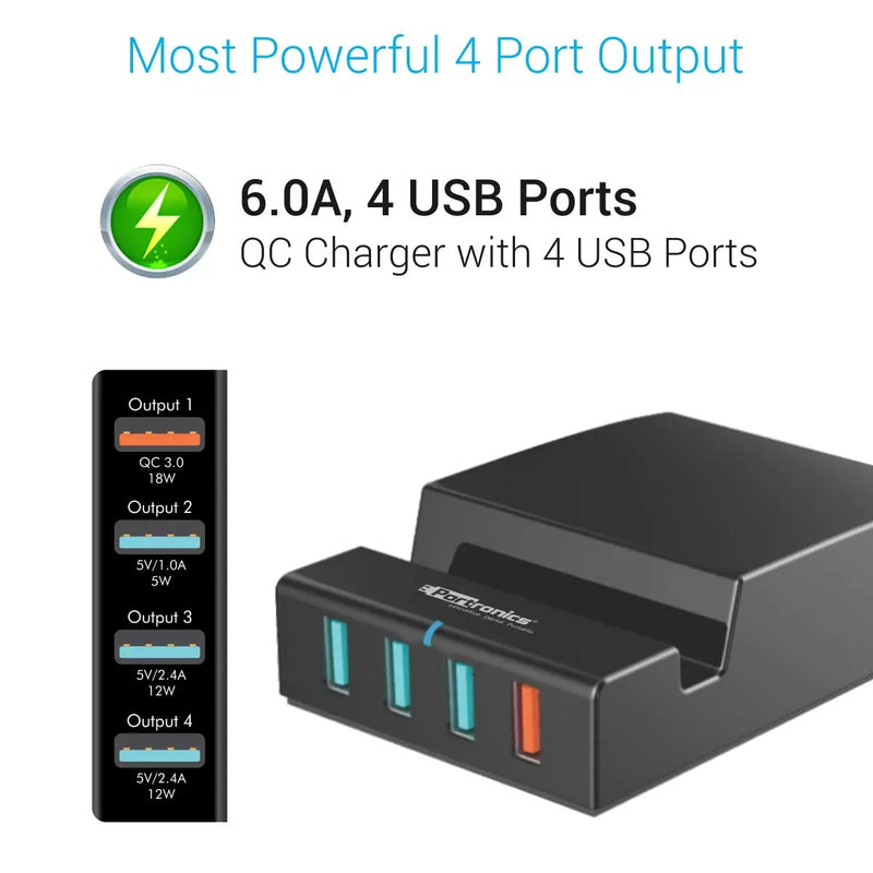 Portronics Q- charger 6.0A' QC Charger with 4 USB Ports TeckPot