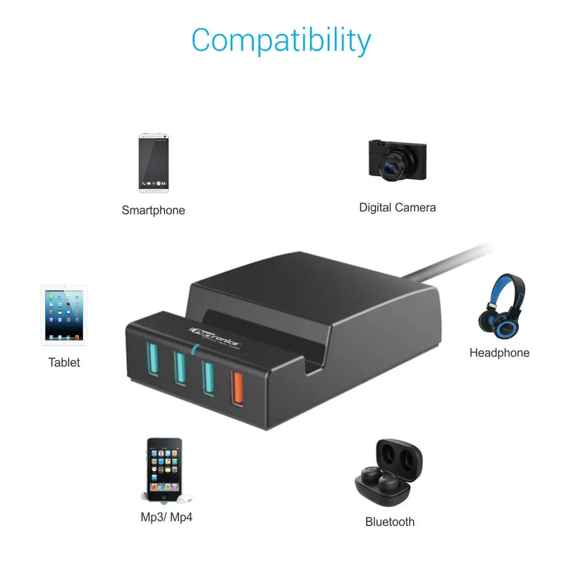 Portronics Q- charger 6.0A' QC Charger with 4 USB Ports TeckPot