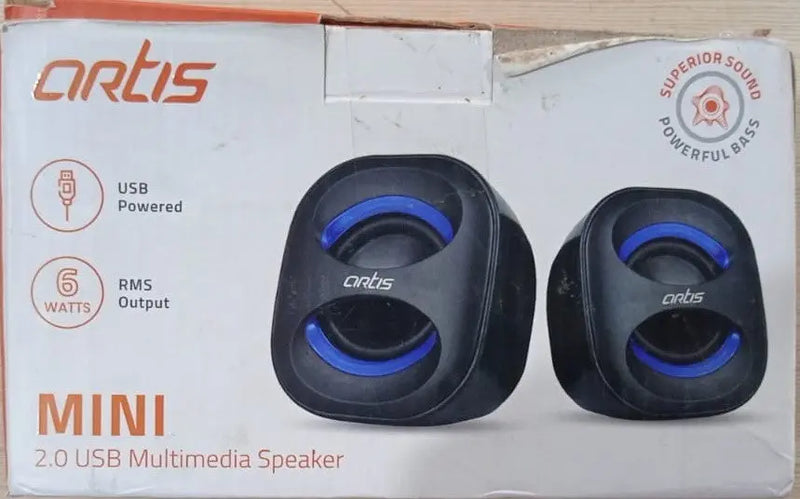 Artis Mini 2.0 USB Multimedia Speakers-Blue(Open Box/Renewed) Artis