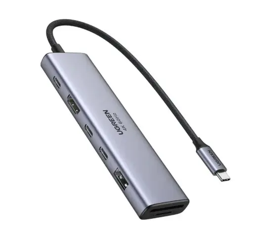 UGREEN USB-C 7-in-1 Multifunctional Adapter HDMI 2 USB-C 3.2 USB-A 3.2 SD/TF Card Reader 100W PD Hub Dock (45521) Ugreen