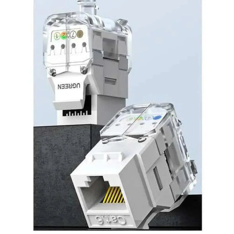 UGREEN Cat6 UTP Tool-Free Modular Information Outlet Connector 180° Network Wall Jack Keystone RJ45 Ethernet Port (80452) Ugreen