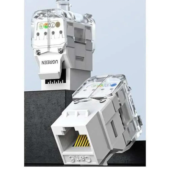 UGREEN Cat6 UTP Tool-Free Modular Information Outlet Connector 180° Network Wall Jack Keystone RJ45 Ethernet Port (80452) Ugreen