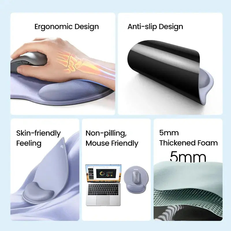 UGREEN Ergonomic Mouse Pad Wrist Rest Support Slow Rebound Memory Foam Pain Relief Easy Glide Non-Slip Gaming Work (25245) Ugreen