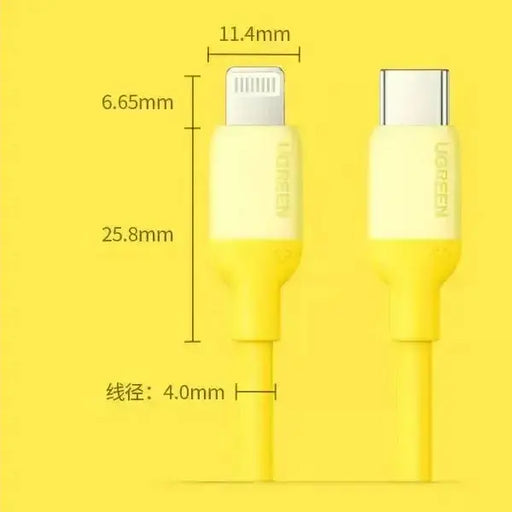 UGREEN 1M USB-C to Lightning Cable MFi Certified PD Charging Silica Gel iPhone 13 12 11 SE iPad AirPods Pro Yellow 90226 Ugreen