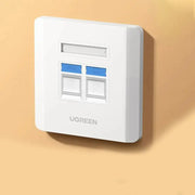 UGREEN Dual Port Wall Plate 2-Port Keystone Faceplate Standard RJ45 Cat6 Cat5e Ethernet Audio Video HDMI Jack Home (80182) Ugreen