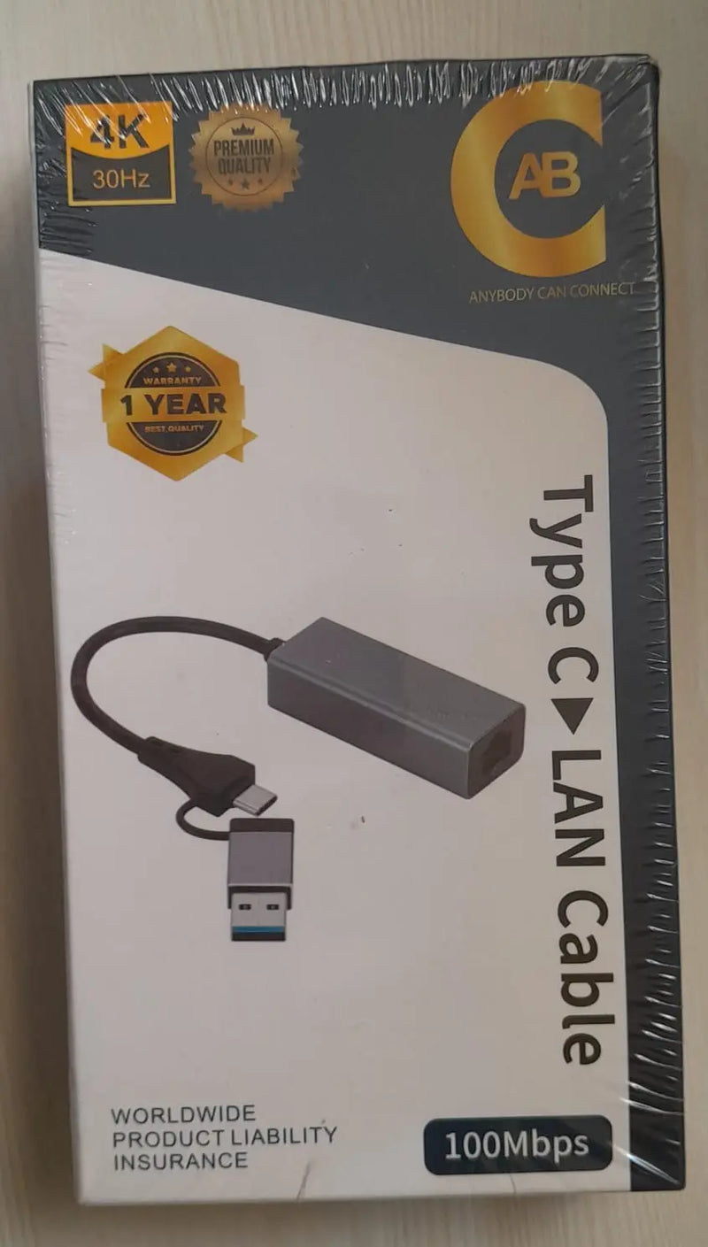 USB C to Ethernet Adapter,(USB C/ USB A) Driver Free RJ45 to USB C, 100Mbps TeckPot