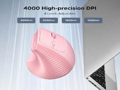 UGREEN 65666 dual-mode vertical mouse, 4000 DPI, pink, 4000 high-precision DPI