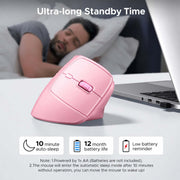 UGREEN 65666 dual-mode vertical mouse, 4000 DPI, pink, ultra-long standby time