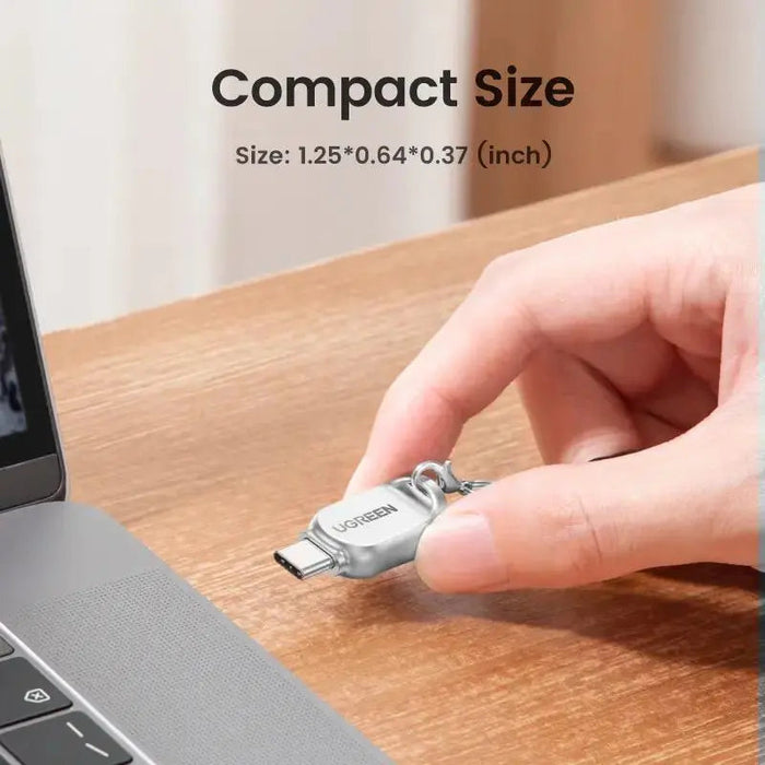 UGREEN USB-C Micro SD Card Reader OTG TF Adapter Zinc Alloy Android iPadOS Windows MacOS Linux Silver (15513)