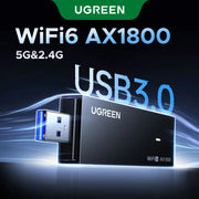 UGREEN AX1800 USB 3.0 Wi-Fi 6 Wireless Network Adapter | Dual Band USB WiFi Dongle with Built-in Antenna | High-Speed AX1800 Wi-Fi Upgrade for PC & Laptop (65225) TeckPot