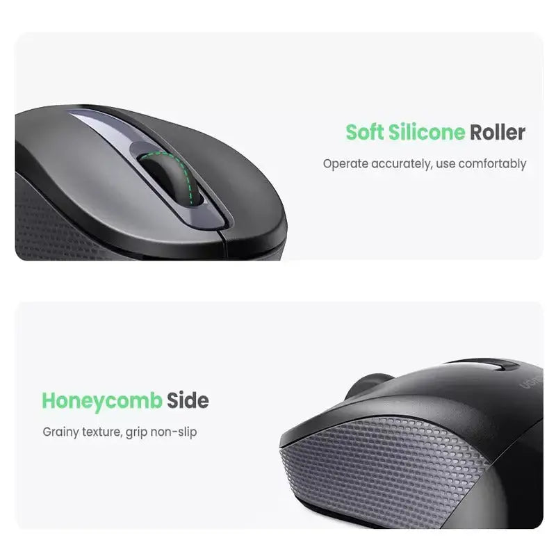 UGREEN 2.4G Silent Wireless Optical Mouse Metal Scroll USB Receiver 2400 DPI PC Laptop Computer Chromebook MacBook (90371) Ugreen