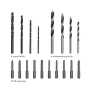 HOTO Cordless Brushless Electric Drill | 30 N·m Torque, 1400 RPM, USB-C Rechargeable, 18-Piece Bit Set – Home DIY, Wood & Metal Drilling Kit - Hoto India