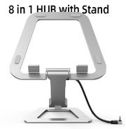 CABLETIME Adjustable Laptop Stand with 8-in-1 USB-C Hub, 4K@60Hz and 100W PD – product image 1 | CS18S