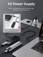 CABLETIME 4 ports usb 3.0 high speed hub with 5v power supply | CB01B/CB02B