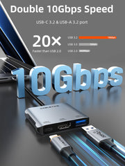CABLETIME 10Gbps 5 IN 1 USB C Hub with HDMI 4K 60Hz 140w Power Delivery | CB75G