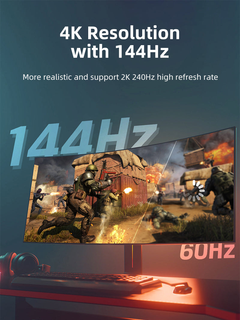 CABLETIME CT-CMHF8K-ZG USB-C to HDMI 2.1 adapter for 4K 144Hz high-refresh gaming