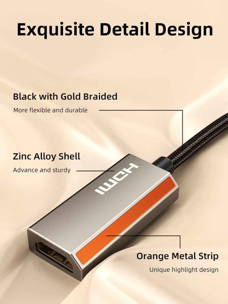 CABLETIME CT-CMHF8K-ZG USB-C to HDMI 2.1 adapter zinc-alloy shell and braided cable construction