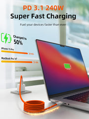 CABLETIME Magnetic-Coil USB4 Cable, 40Gbps, 240W, 8K@60Hz – product view 5 | CU4WH/CU4BH