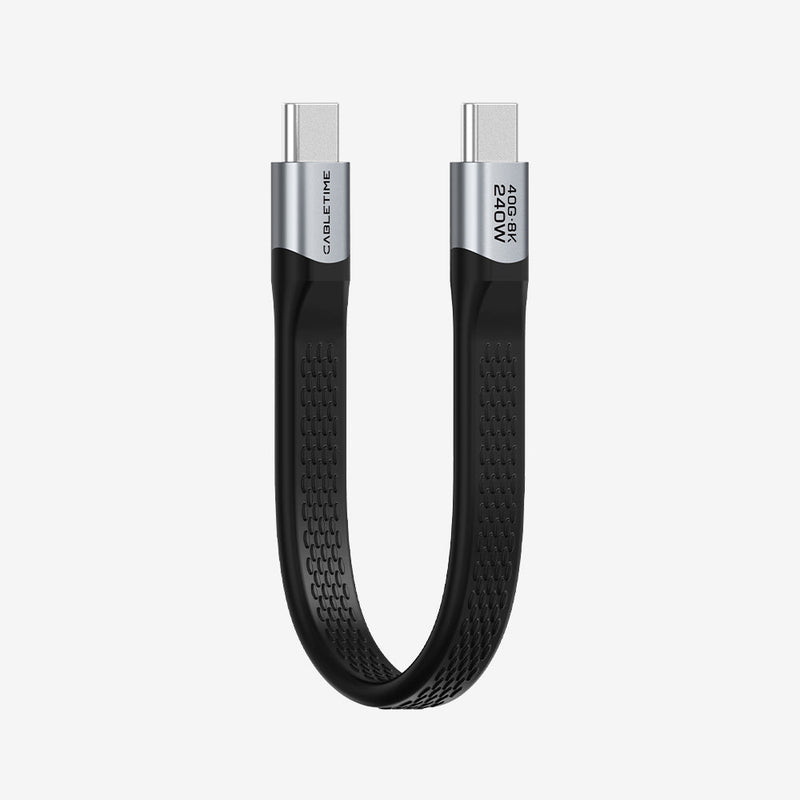CABLETIME Short Flat USB4 Cable, 40Gbps, 240W and 8K@60Hz – product view 1 | CU45B