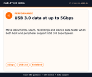 CABLETIME CT-C160-U3-AMBM-BL — Performance — USB 3.0 data at up to 5Gbps