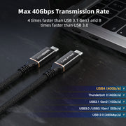 CABLETIME USB4 Cable, 40Gbps, 100W, 8K@60Hz, Braided – product view 5 | CU40E/CU40H/CU40L