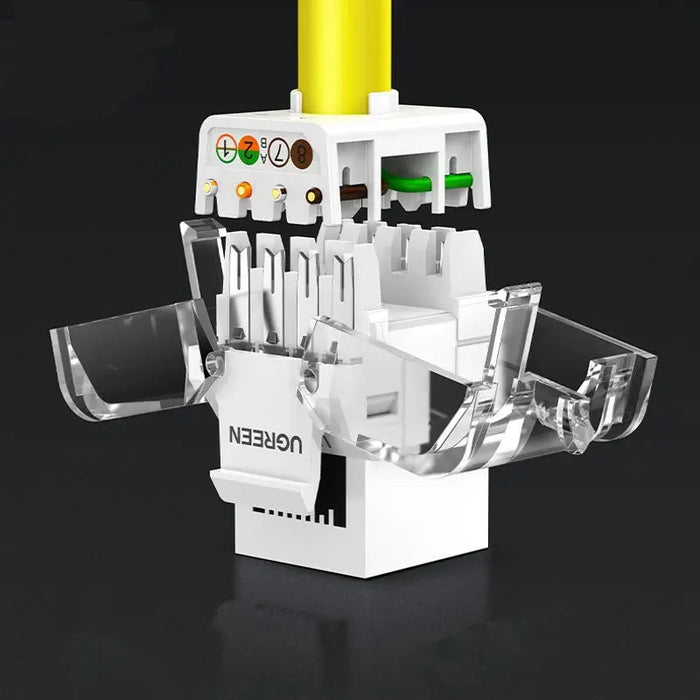 UGREEN Cat6 UTP Tool-Free Modular Information Outlet Connector 180° Network Wall Jack Keystone RJ45 Ethernet Port (80452)