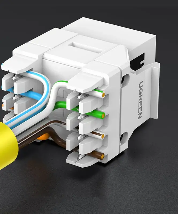 UGREEN Cat6 UTP Tool-Free Modular Information Outlet Connector 180° Network Wall Jack Keystone RJ45 Ethernet Port (80452) Ugreen